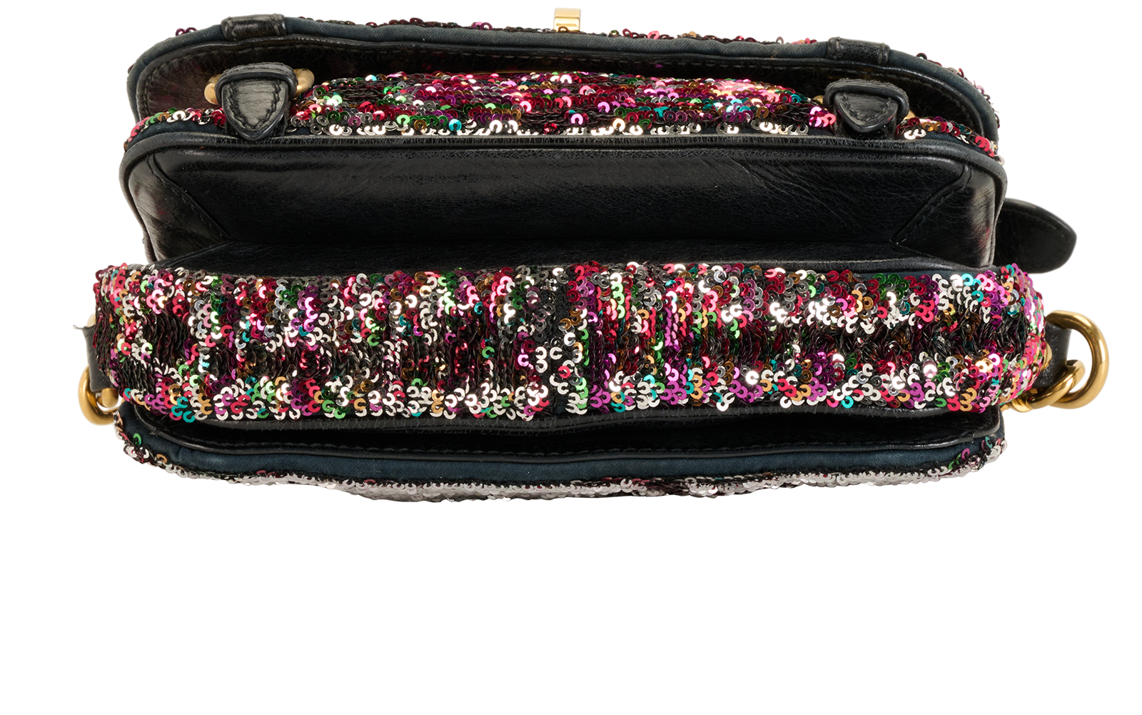 Sequin Satchel, &pound;380, Handbags, Black/Pink, Sequins, Top view